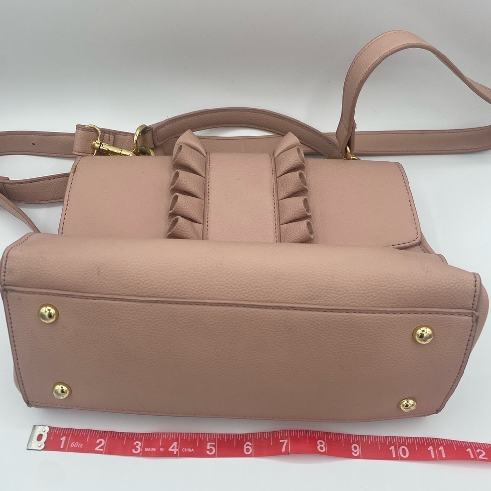 Blush Crossbody Bag with Ruffle Detail - Picture 7 of 11